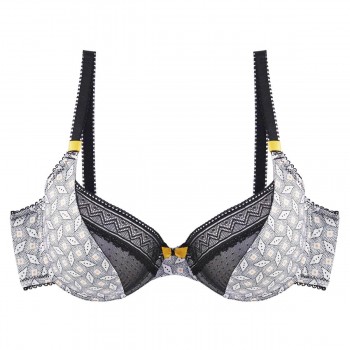 Сутиен с подплънки в черно бяло и жълто KIWI Сутиен с подплънки в черно бяло и жълто KIWI