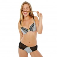 Сутиен с подплънки в черно бяло и жълто KIWI