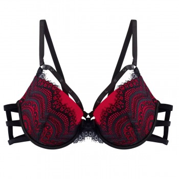 Сутиен с подплънки в черно и червено LA BAMBA Сутиен с подплънки в черно и червено LA BAMBA