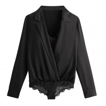 Черно сатенено боди EFFRONTEE by CAMILLE CERF  Черно сатенено боди EFFRONTEE by CAMILLE CERF