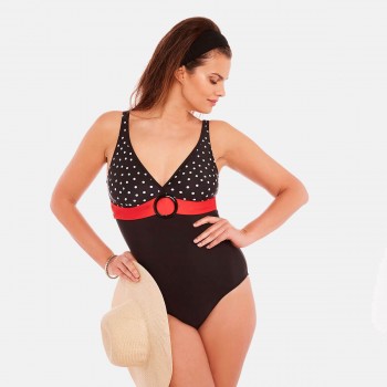 Цял бански в черно и червено SIRENE