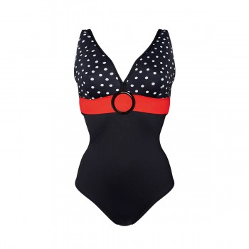 Цял бански в черно и червено SIRENE