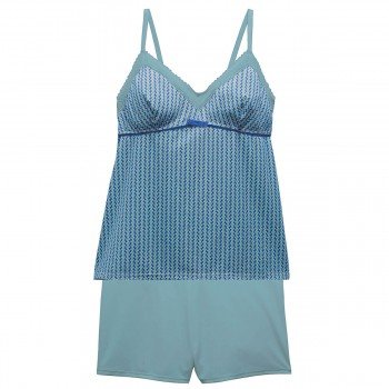 Къса пижама в цвят тюркоаз ROSE